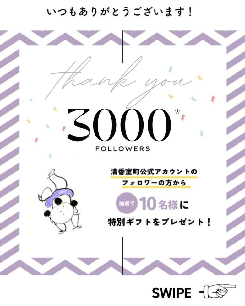 インスタグラムフォロワー3000人感謝企画実施中！